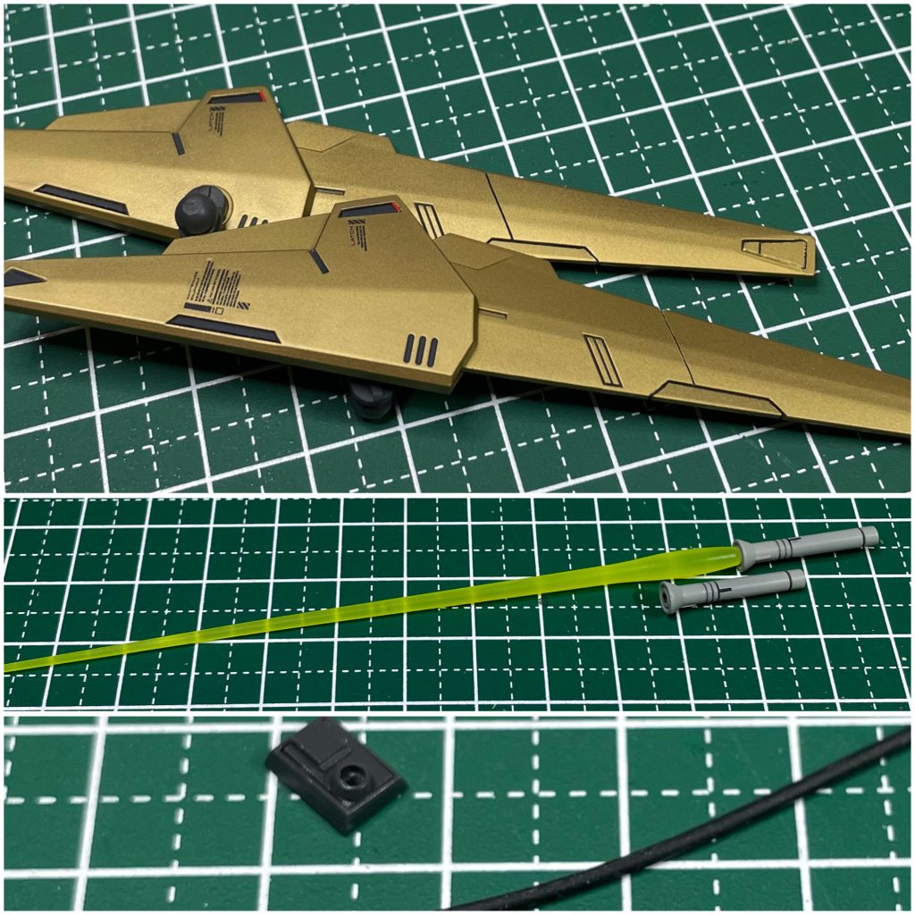 HGUC百式リバイブ 制作内容◎頭部・アンテナは、真鍮線で作り直し・バルカン銃口は彫り直し◎胴体・腹部で延長加工・首周りはフレーム解釈で塗り分け・フロントアーマーの延長加工・サイドアーマーにフレーム箇所を配置・リアアーマーにフレーム箇所を配置・股間下にフレーム箇所を配置◎腕部・上腕にフレームを作り、延長加工・上腕中央はフレーム解釈・左握り手は排除し、他キットの加工で 左平手を制作・肩上部と内部外装はフレーム解釈◎脚部・脹脛で 幅まし加工・上記により、脹脛フレームも幅まし・踝外装は プラ材で形状変更・爪先の延長加工・脹脛後ろにフレームを制作・足裏の肉抜き箇所は プラ材で加工・足裏中央ディテールは 一旦埋めてから 新規に制作◎他・ロングライフルは Zガンダムの物を加工。*ライフルとサイドアーマーをつなぐ配線は、ライフル側は差し込み式、サイドアーマー側はネオジム接続の為 簡単に外せます。・バーニアの縁はシャープに加工。・持ち手が一つの為、サーベル刃は一本のみ制作。