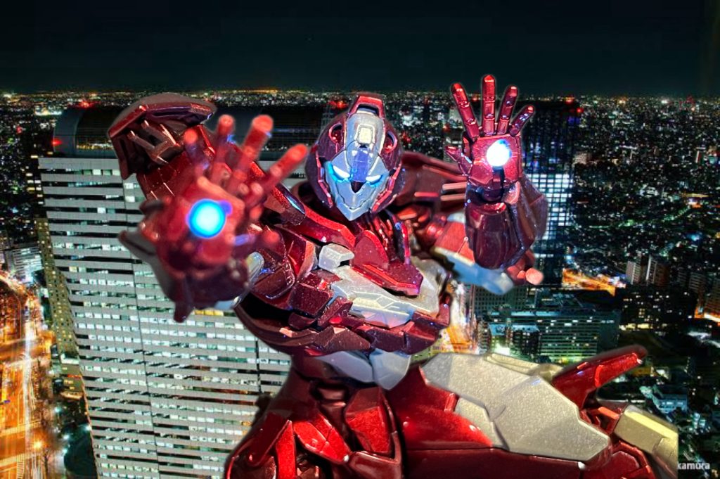 背景は拾ってきたフリー素材の夜景に、背景が立派だとCGみたいに見えなくもないですね。笑