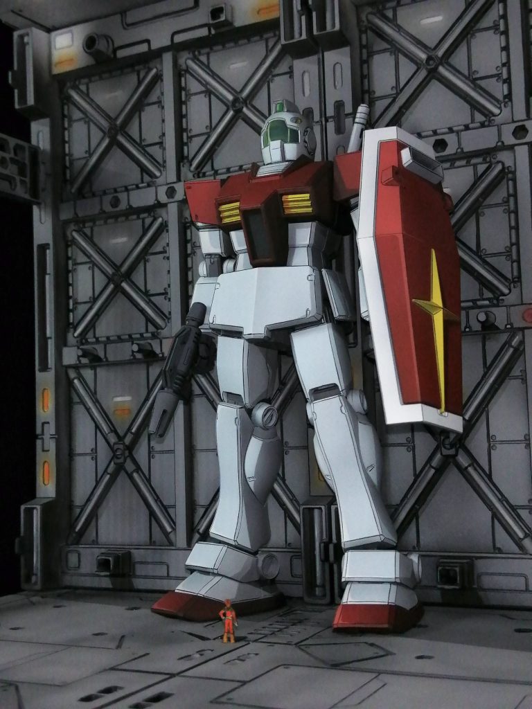 HGジム ＆ MSハンガー　ジオラマ？　アニメ塗り–3枚目/制作者：p.e.n.n.y.1