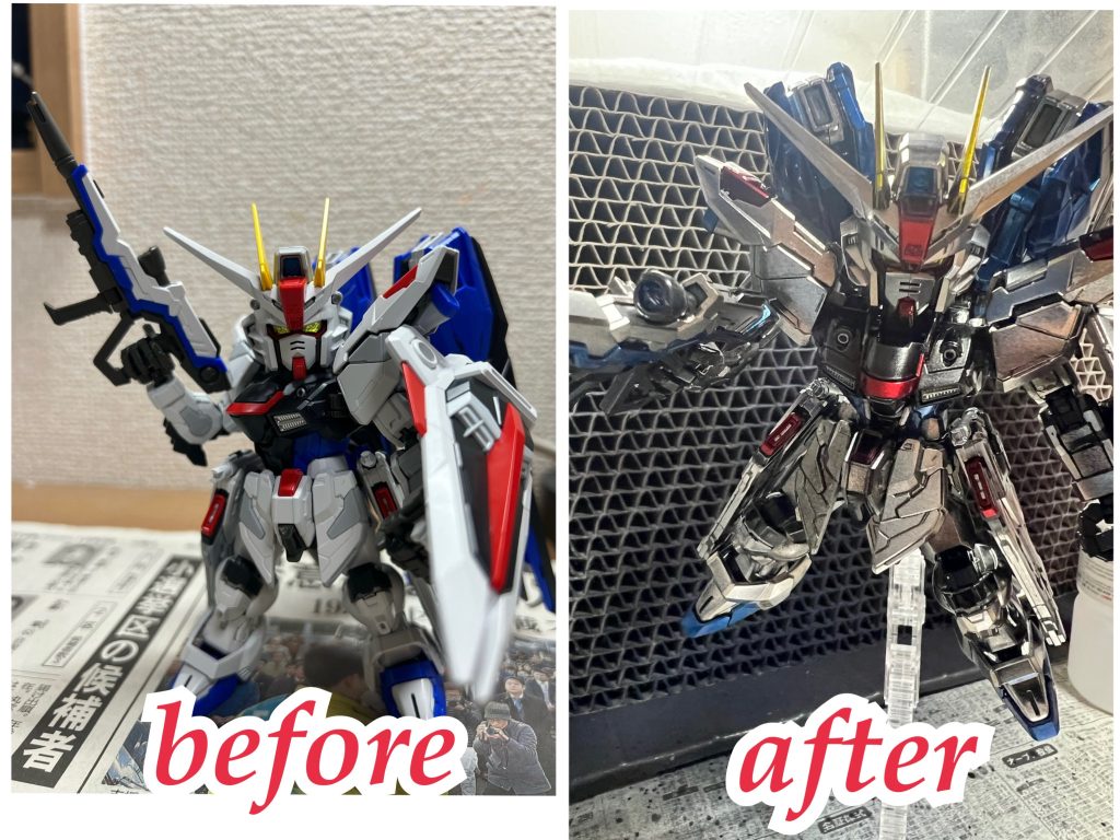 素組みのbeforeと全塗装afterこのメタルビルド感が堪らない😊