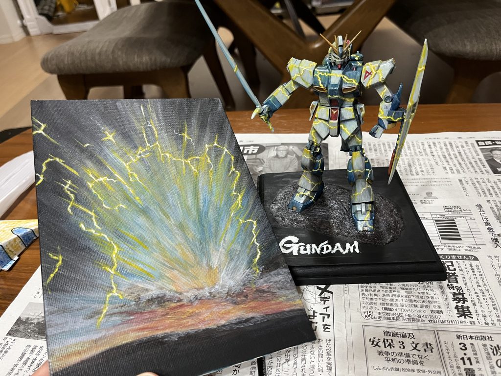 背景と台座を用意して、ポスターを参考にしながら全体を整えていく。仕上がって嬉しい最後までご覧くださってありがとうございます😊