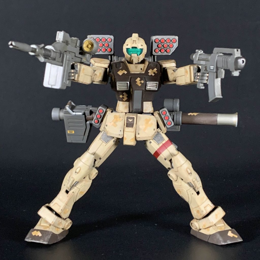 ジム 地上戦弾幕武装 RGM-79 GM HG 1/144 ジム (ショルダー・キャノン装備/ミサイルポッド装備)–5枚目/制作者:むいち