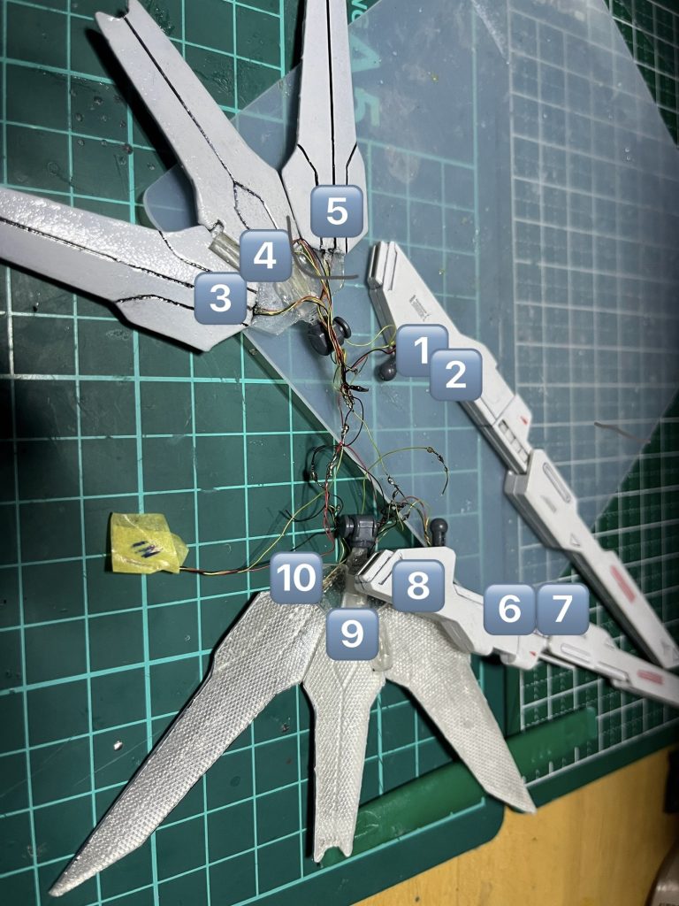 5番→6番が断線してました。LEDの特性で断線するとその先に接続されたLEDが点灯しなくなります。