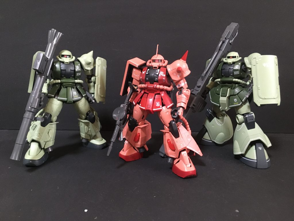 ザク高機動型 シャア大佐部隊の集合ショット。高機動試作RD型 量産カラー https://gumpla.jp/hg/1108556高機動R2型 シャア専用機 https://gumpla.jp/rg/1091059高機動R型 量産カラー https://gumpla.jp/hg/1108551