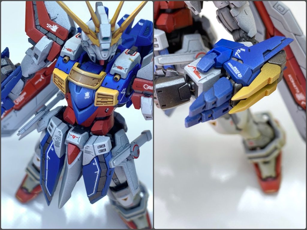 制作工程　と言うほどのものではないですが😅明暗塗装はこんな感じになりました。自然な感じに強調されることを目指したので、ライティングすると塗装の効果に見えないのですが、面ごとにマスクしてグラデを入れています。もう少しハッキリと明暗を効かせないと演出効果が薄いですね😅また、エッジ線に水彩色鉛筆を使ってみました。本当はこれもマスクとエアブラシで表現するつもりだったのですが、細か過ぎて断念です。粉系塗料より定着するし、均一な細いラインが描けるので使い勝手が良いです。思わぬ発見でした😃 