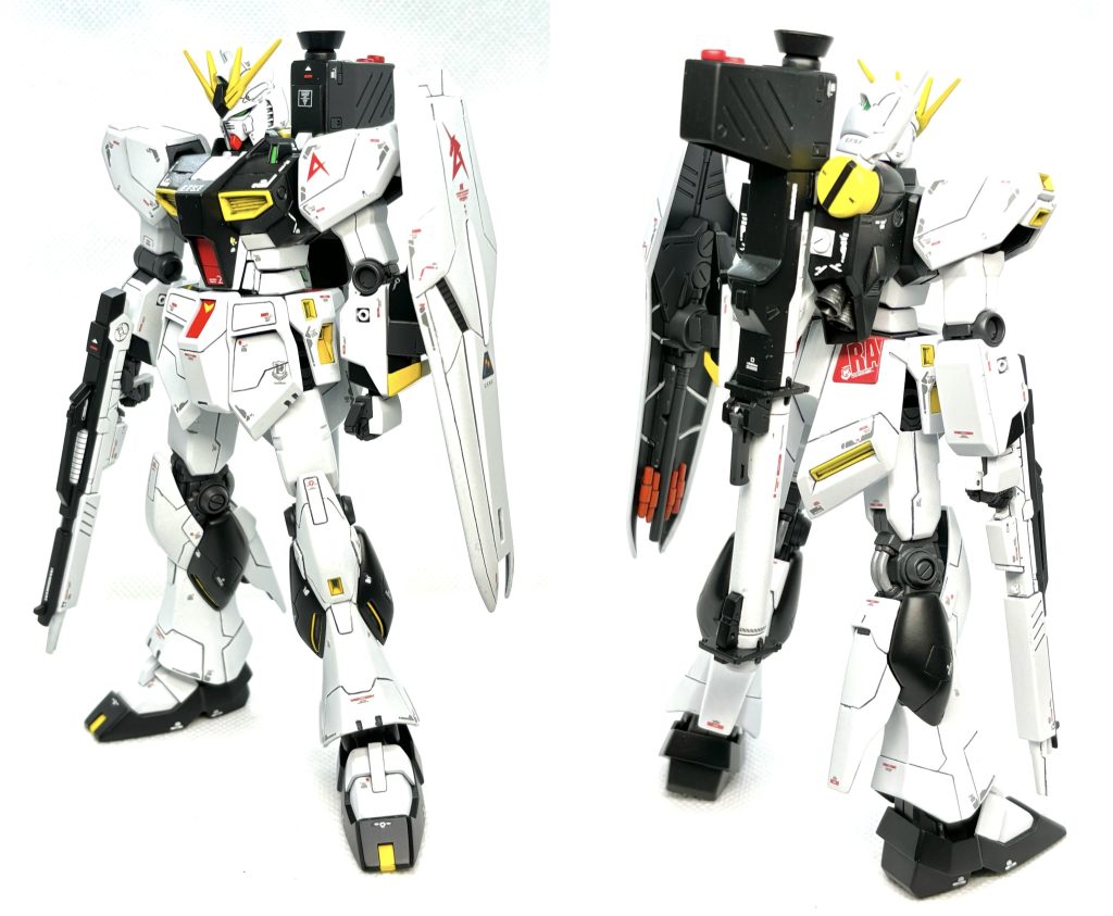 個人的にはνガンダムはEGが1番カッコよく感じてます!適度にスジボリ追加、プラ板貼り付けたりしてディテールアップをしてみました!