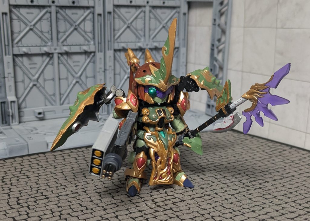 貂蝉クシャトリヤ・リペアードに!妖扇華は、斧と合体させることでジャベリン形態となります。