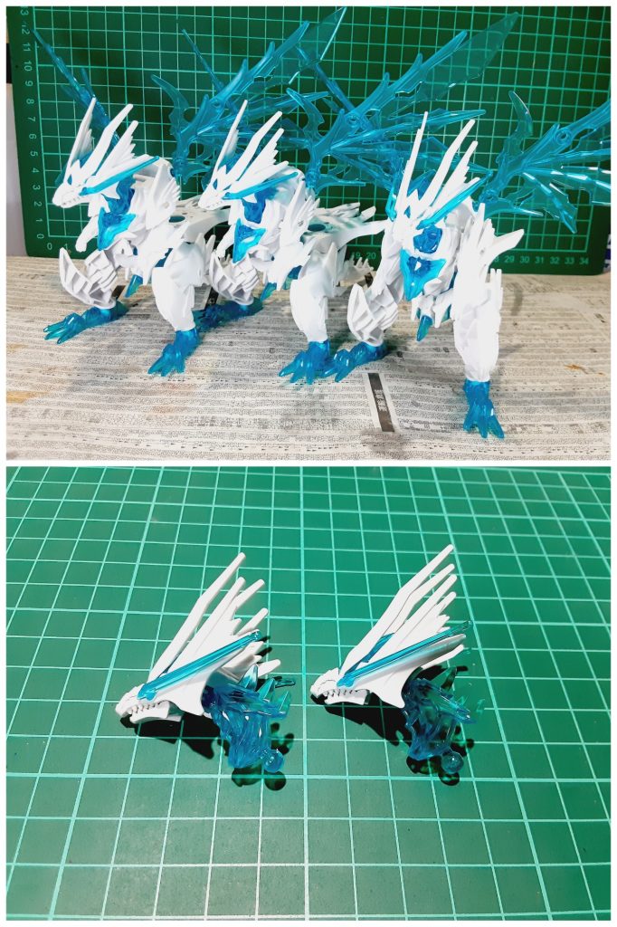 以下海外モデラーさんが動画で紹介してた方法になりますまずドラゴンを3体用意します、そのうち2体から首から上を拝借します