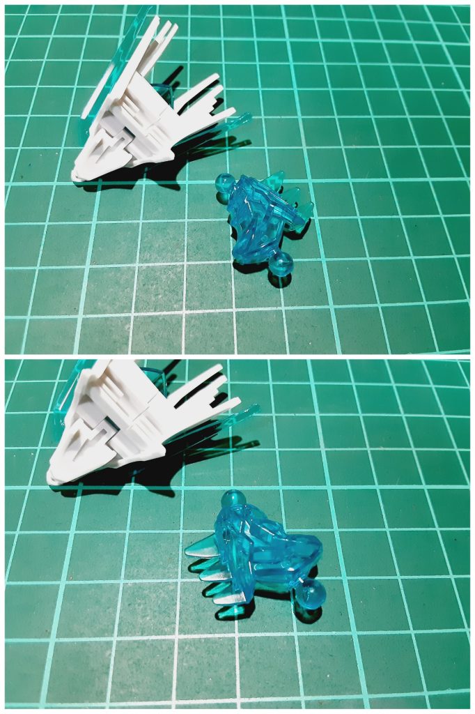 首パーツを180度回転してヒレ側を前にします