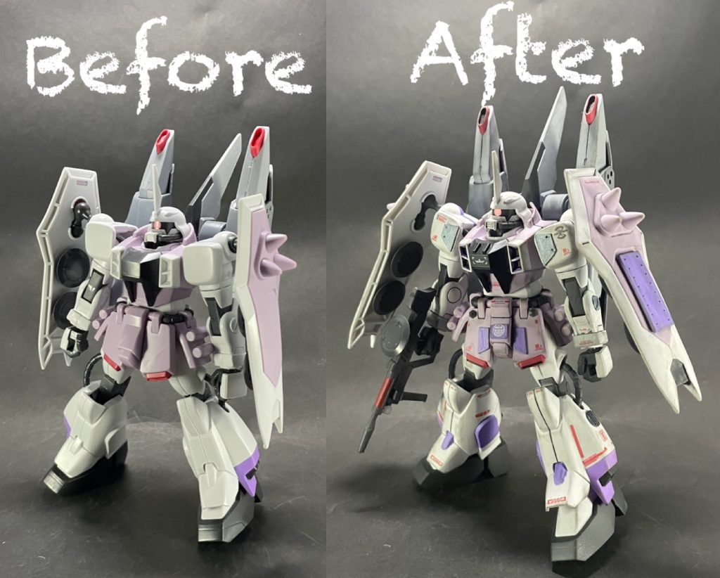 素組みとのビフォーアフター！素組みのツルッとした印象はなくなったかなと思います♪