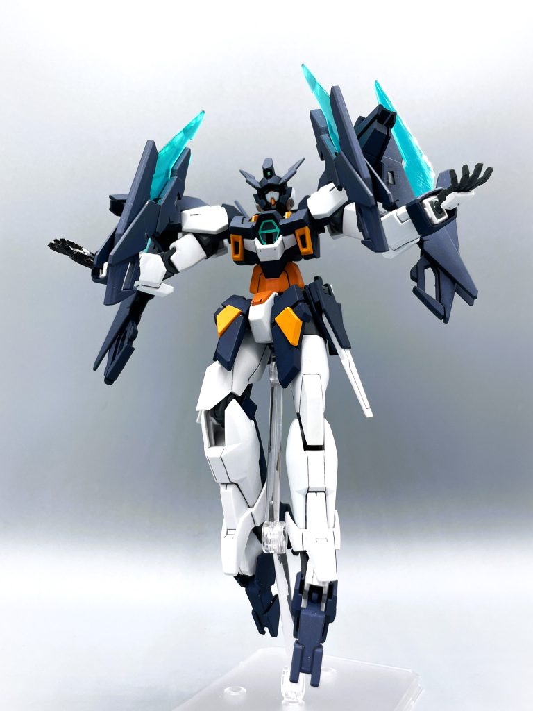 それでも僕はまだ勝ちたい…！まだ足りないッ！！　チャンピオンらしい煽りポーズ。個人的にすごくお気に入り。ビルド系って、”もとの機体の方が好き” ってなることもありますが、このAGEⅡマグナムは、AGE-２大好きマンの私も大満足！　グリモア・レッドベレーと共に、ビルドダイバーズという新作のスタートを飾るにふさわしいキットだと思います。　最後まで、ご覧いただきありがとうございました！(≧▽≦)