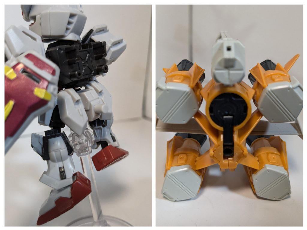 ストライクの腰の取り付け穴にガンバレルを無加工で取り付けられますバックパックは外しておきます