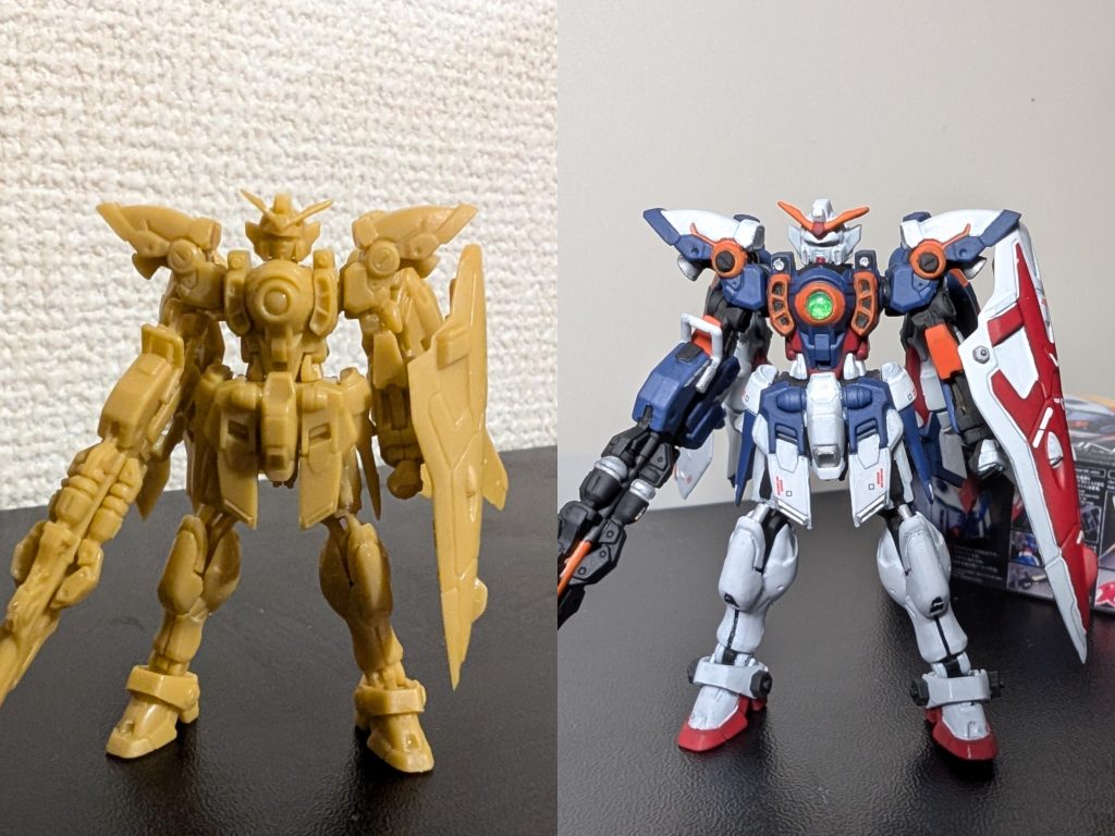 素組みと並べてみると着彩後は締まってみえてかっこいいです。しかし小さくてびっくりしたな…アーティファクトは元より造形がいいのでディティールアップを施すか悩んだのですが、情報量を増やしたかったので手間を掛けて良かったなと思います。