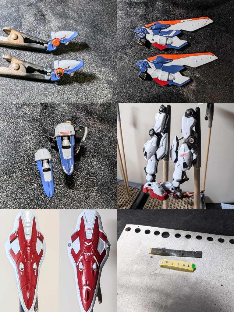 ディティールアップ工程メタルパーツはそのまま、MSGのプラユニットは先に着彩してから、塗装が溶けないよう瞬間接着剤で貼り付けました。その後に組み上げてエアブラシでトップコートを吹いたのですが、やはりガス缶より綺麗ですね。