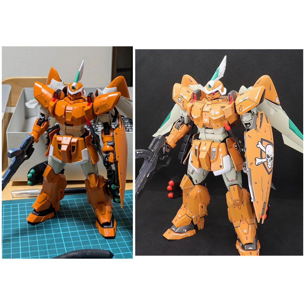 仮組写真と完成写真でビフォーアフター。こうやって見てみると、大変だったけどやってよかったなーと満足感に浸れます(笑)