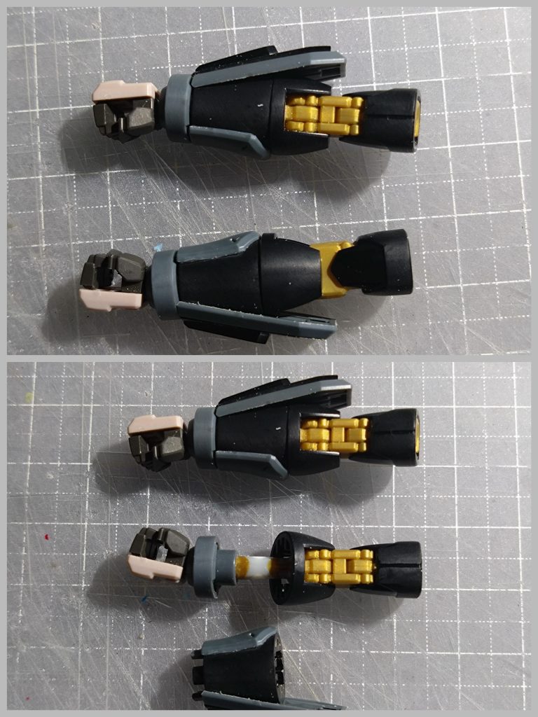 前腕部分にロール可動を仕込んでます。武装を持たせる時の表情がだいぶ変わりました。