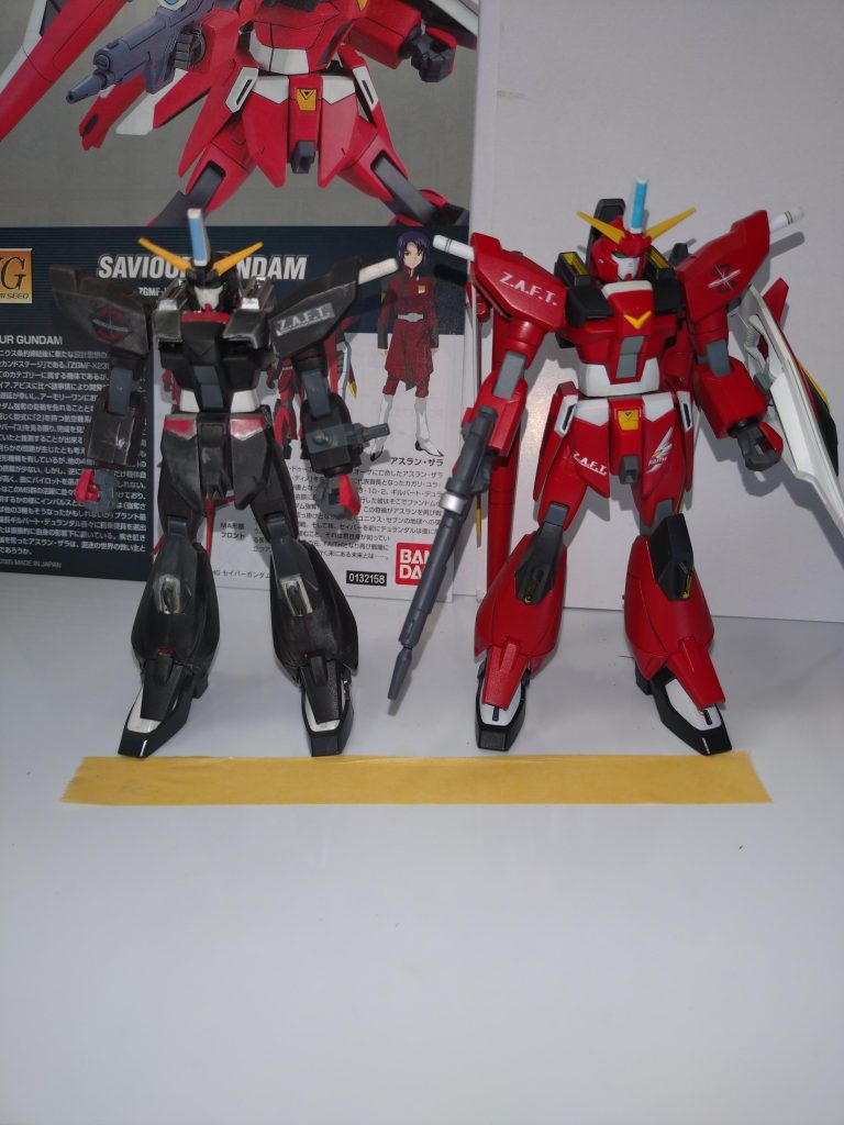 比較対象がボロボロのセイバーですが、腰回り、太もも、二の腕等2ミリずつ延長しているはずが…