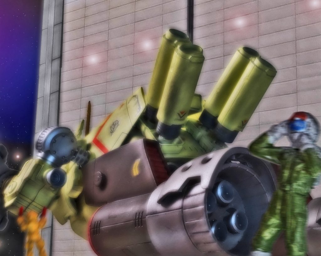 「出撃いいか!?固定具外すぞ!」ゲート内ではモビルアーマーが出撃準備を終え発進許可を待っていた。整備兵達も離れると火を入れ温め始める。大型の機動兵器であるモビルアーマーはその大きさ故に起動するまで少しばかり時間が掛かる。