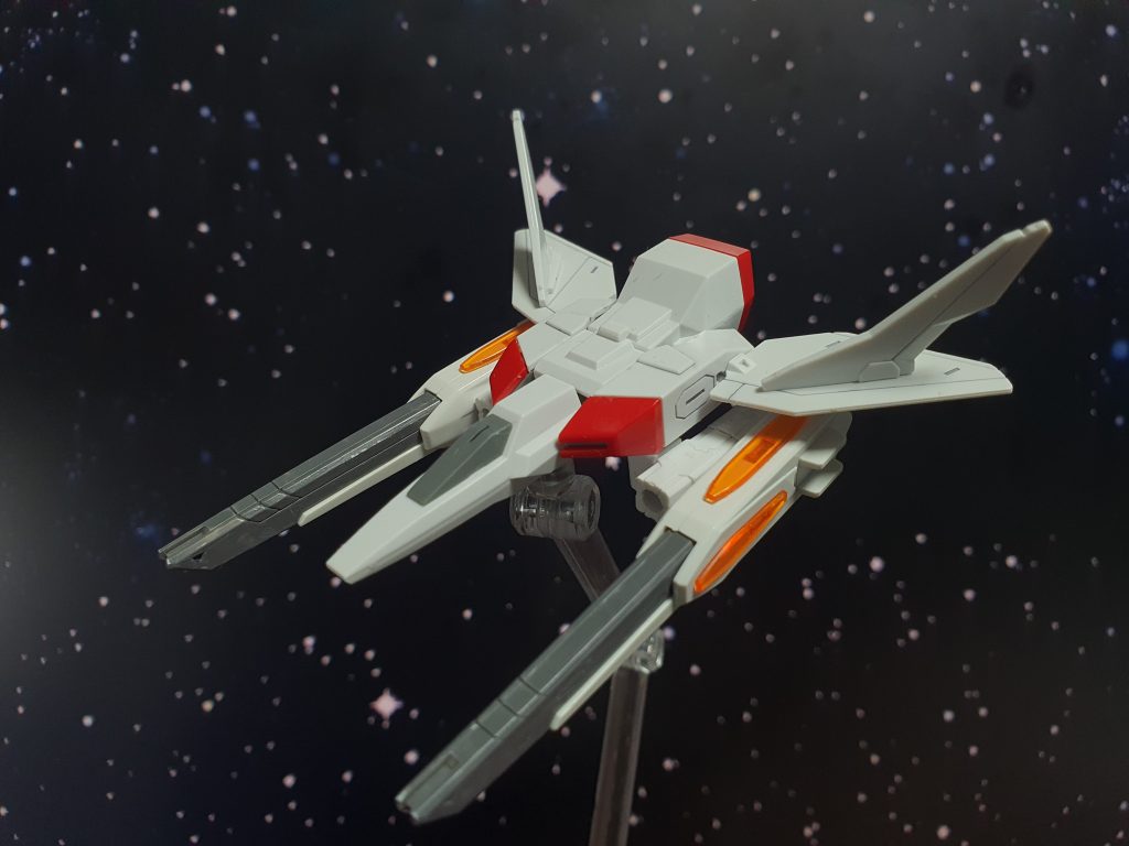 ギャラクシーファイター羽とスタービームキャノンのアームは30MM エグザビークル(エアファイターVer.)のパーツを使いました。ギャラクシーブースターのパーツを使う前なので少し小さめです。