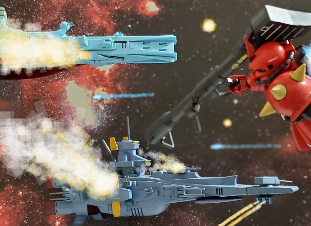 先行して到着したノボトニー中佐率いるMS部隊❕その眼前には壊滅寸前の連邦部隊の惨状が広がっていた…😱💦稼働している連邦MSもすでになく、艦艇は次々に煙に包まれ爆散していた…🔥そして、ノボトニー中佐はジオンMS部隊の中に加速性能が異常な機体を確認する👀❗その機体は稲妻⚡が走るかのような速度で戦場を走る紅のMS😱ノボトニー中佐は、その機体が噂のジオンエースパイロットであることを瞬時に理解するのであった……💫以上、私の妄想イメージによるフランクリン・ノボトニー中佐のMS RGM-79-TT『ジム強化試作機』の活躍でした~😊🎶