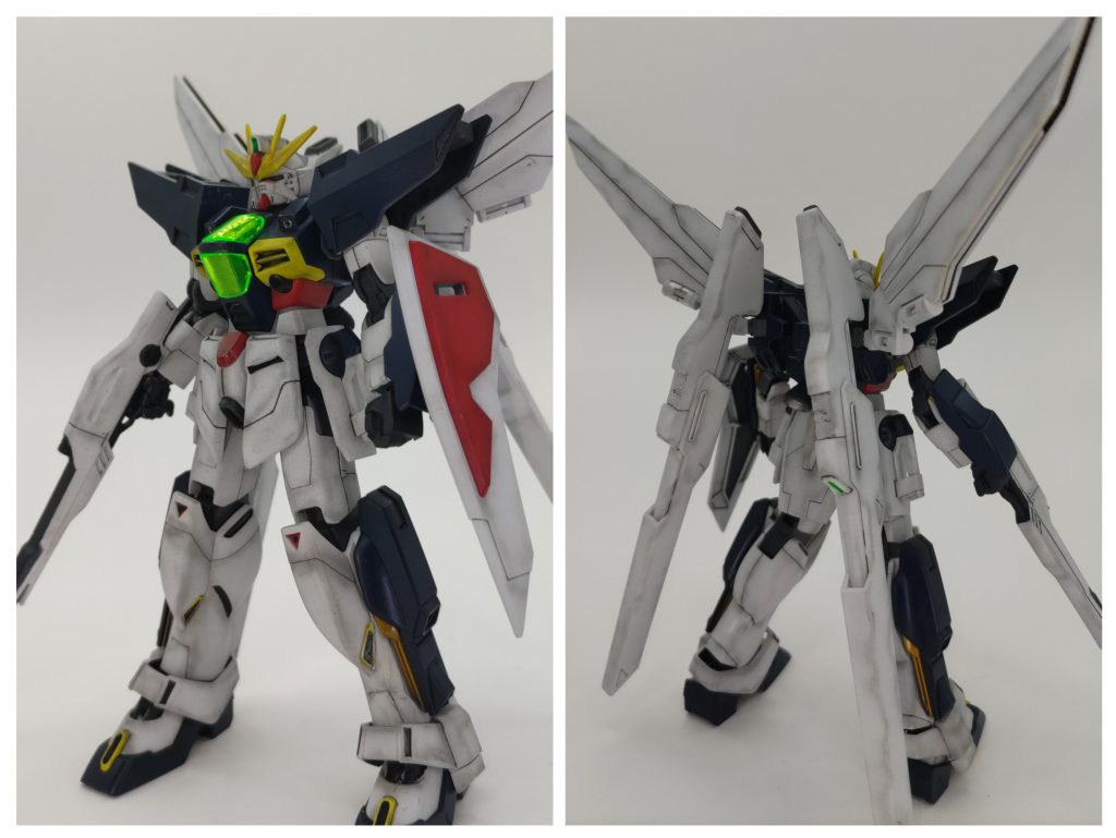 前面・後面を斜めから 首のみ1mm延長して、仕上げにスモークグレーでシャドウ吹きっぽくしています、ところどころはみ出てますけど。