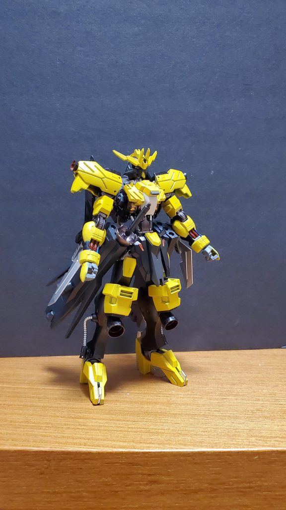 カラーリングは自分の専用機カラー(黒&黄)にしています!ベース機のデザインが優秀なおかげか黒&黄でも格好いいと個人的には思っています!