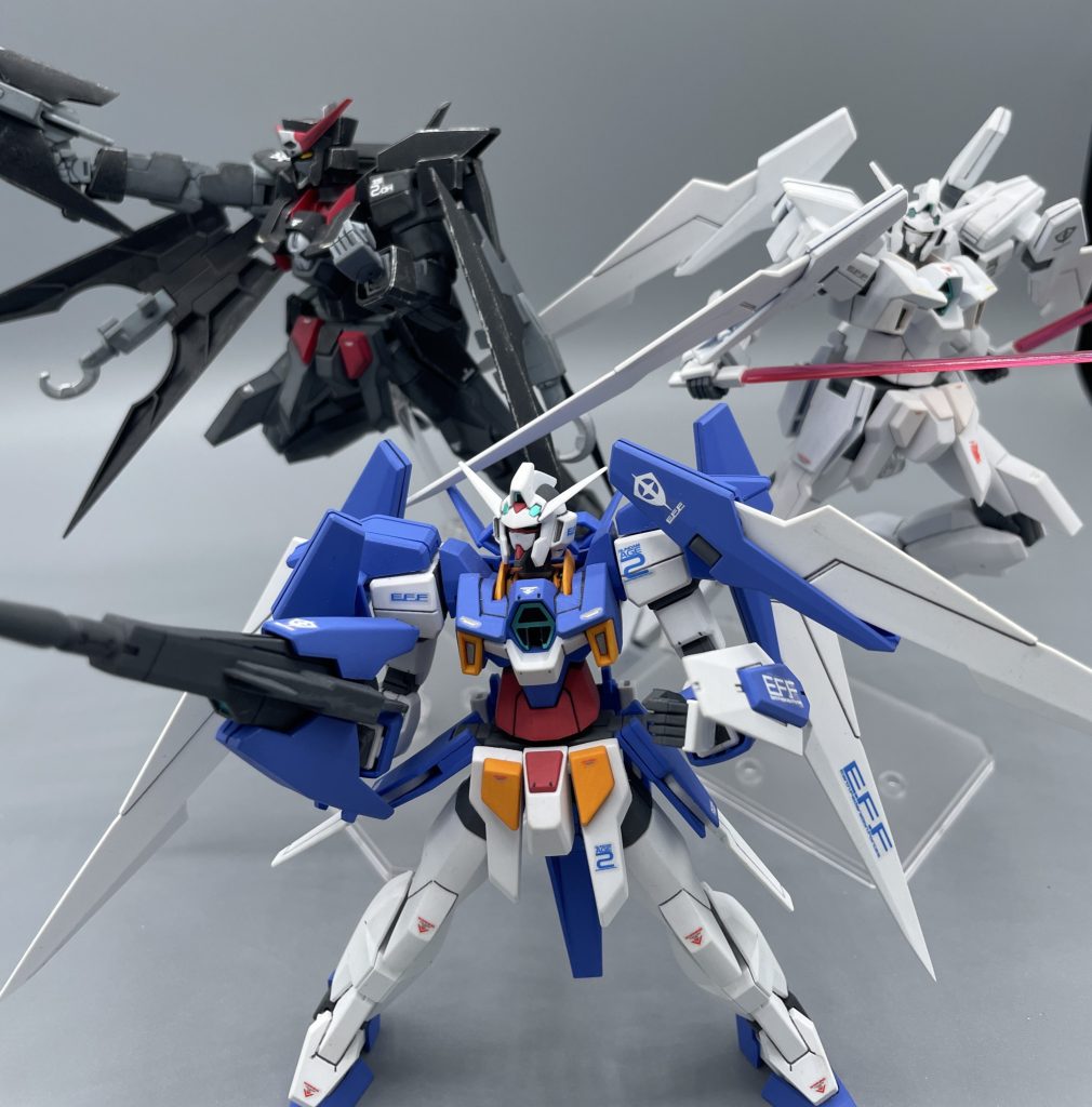 悩める青年から成熟した大人(海賊だけど)へ成長し、最終的には父と息子と手を携えて戦ったアセムとAGE-2。どの形態も非常に魅力的です。AGE-2のもう一つの姿・ダブルバレットも作っているので、また紹介出来たら良いなと思います。    追記 2024.8.15 アップしました https://gumpla.jp/hg/2033020 最後までご覧いただき、ありがとうございました!