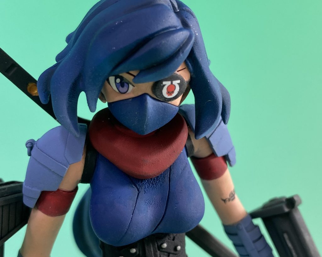 片目は眼帯にして猛者感を演出してみました赤いスカーフ？は下半分だけにただ首元の雑な処理はご愛敬（笑）