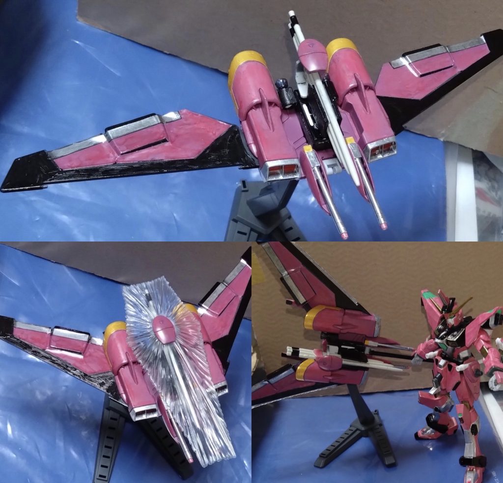 ファトゥム--01+(マイナスゼロワンプラス)スペランツァジャスティスの最大の特徴であるファトゥム。ヴォワチュール・リュミエールを超える速度を生み出すミラージュ・コロイド搭載リフターの改良機。様々なギミックが満載。このリフター自体がドラグーンとなっており、巨大な斧や大型盾になるだけでなく、今回新たな形態が追加された。 グリフォン2 ビームブレイド×2ファトゥムのウイングに設置されたビームカッターだが、ビームを出さなくても敵を切断できるウイング。 ビームシールド発生装置リフターの上に搭載したビームシールド発生装置。リフターを盾にすることが可能。 超大型アックス-ラブリュス-スペランツァジャスティス、最大の武器……だった形態。ウイングのカッター(ビームあるいは物理)を利用して敵を斬り裂く。使用するには腕のフレームが強化された機体でないと使えない。