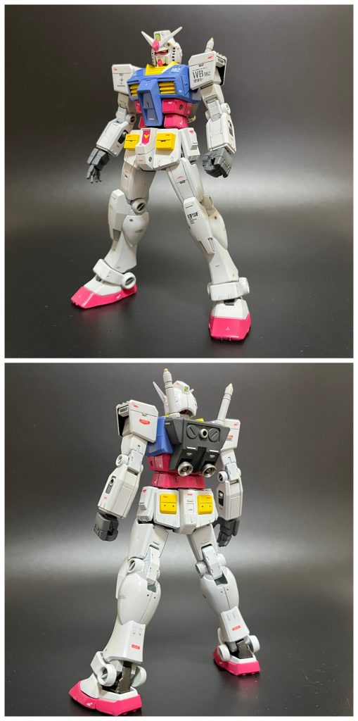 武器類を外して前面・背面を。ランドセルは「HGUC REVIVEガンダム」から流用。手のひらは「30MM」のハンドパーツから拝借しました。そんなに違和感なくて良かったです^^