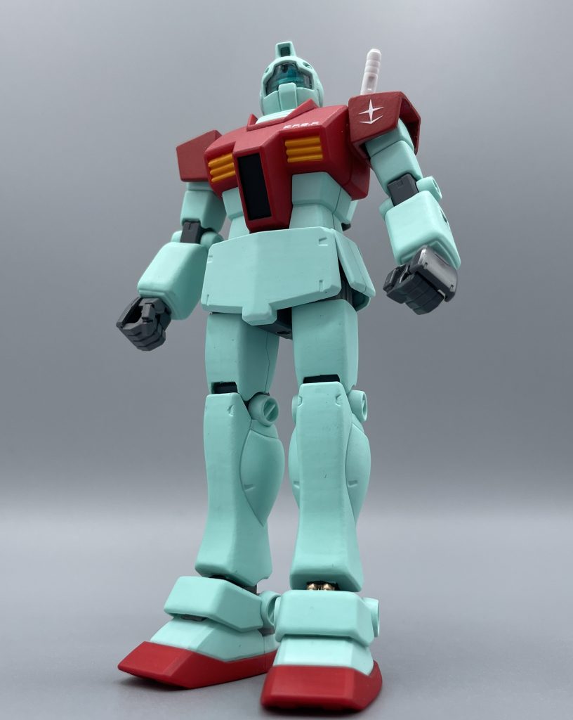 ジム、大地に立つ！！　刮目せよ！この威風堂々たる弱々しき姿を！ たまらん(笑)ジムってぜったい感情もってる。そのバイザー越しに何か訴えてくるものがある。私には分かる。これはザクにもガンダムにも無いものだ。私は少しおかしい。 