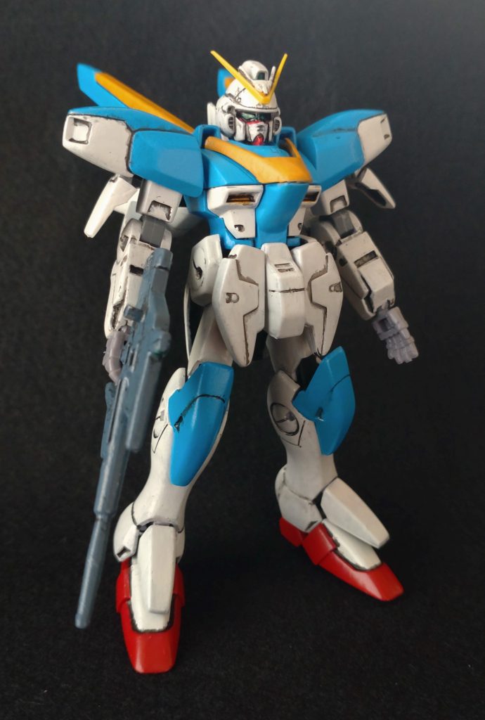 シリーズ共通のポリフレームは不評とのことでしたが、ガンダム系には相性は悪くないかなと。塗装は全て水性ホビーカラーで筆塗りです。スカイブルーの発色が良い感じ。
