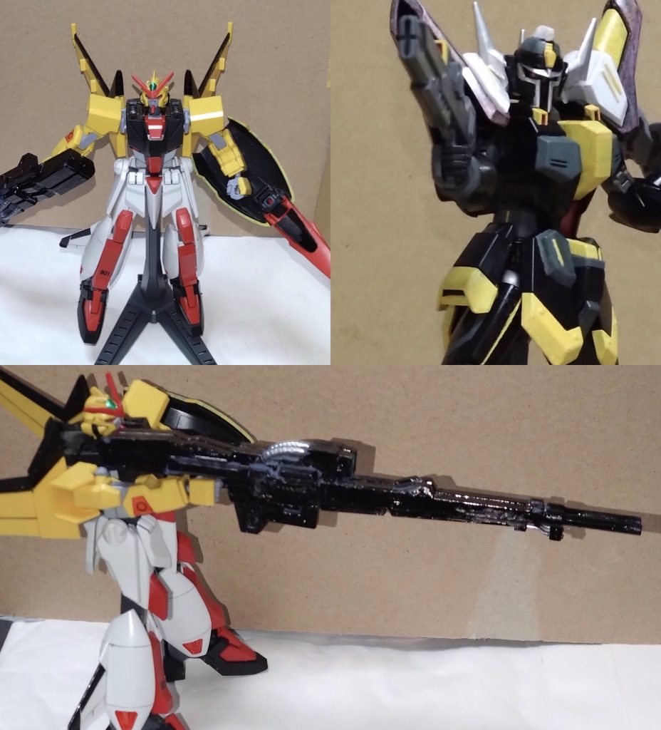 〜ここから『機動時空転移 ガンダムリベロ』に入ります〜 ニノの新型MS・GNZ(ガン・ズィ)とカナのキルトリアWがコピーズ部隊を相手にした直後、リン・オオハナが脱走。同時にトラベラーズに近づく謎のMSの存在があった。 と、ここでトラベラーズから出撃する一機のMSが姿を現す。 出撃した機体はメモリー専用ムラサメで、スペランツァジャスティスの主兵装であるツインバスター狙撃ライフルを装備。それを無断で操縦するのは自称『アスランの再来』などとほざく例の男である……。 「ここは俺が死守する!」 トラベラーズを守るべく、単独行動を行ったと見えるアース。相手のMSのパイロットはそんな彼に話しかける。 「そんな機体で、私の『ブラックナイトスコード』とやり合えるのかしら?」「その機体、『ファウンデーション王国』のMS…だな?最近、カロウが入手した資料をこっそり盗み見たから大体は知っている。確か、『フェムテク装甲』という名称のビームを無効化にする装甲を持った機体……だったか?」「この機体はプロト機の『ラーマ』!プロト機でも十分に戦えるわ!」 ビームが効かないMS、それを既に知っているアース。だが、効かないのは並の威力のビーム。では、それ以上の威力を持つビームならばどうなるのだろうか?最大出力で要塞を破壊するビームの場合でも無効化になるのか? アースはその為に、スペランツァジャスティスのライフルを装備したようだ。 「相手は美しい女性だ、出来る限りの手加減はするつもりだ……」 おそらく、モテようとしているのだろう。相手が女、特に美人と知るとアースはカッコつけてしまう。まあ、彼らしいことだが……。 「ツインバスター狙撃ライフル、発射!!」