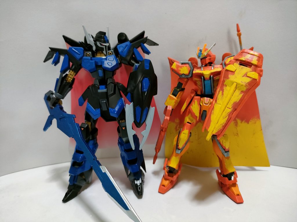対戦相手用に余りパーツ同士をくっつけて青色に塗った(開発途中機?)なんちゃってブラックナイトスコードです(zaku-kao4) それでは失礼ガッチャ!!