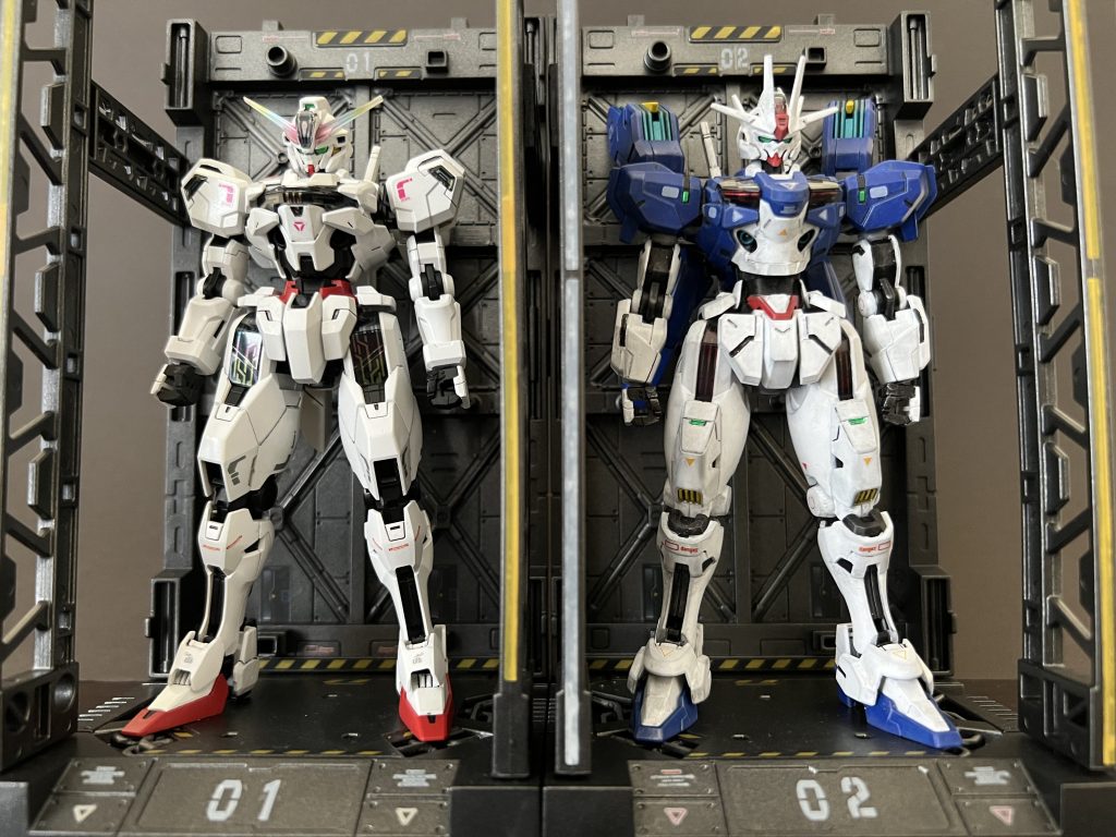 エアリアルとツーショット。とても作りやすいキットでした。形もカッコイイですね。 次は旧キットにチャレンジしようかなぁ。
