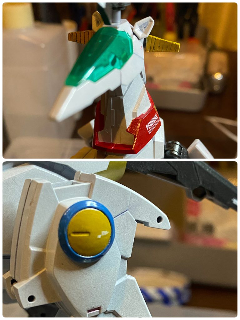 ペガサス級をオマージュしたモビルホースという設定で、30MMのホースメカに、ランナーでスクラッチした艦橋のレーダーサイト、メガ粒子砲が入ってるドームなどのアイコンを各所に散りばめました。センチネルのペガサスⅢまであったので、名前はそれに次ぐペガサスⅣで。