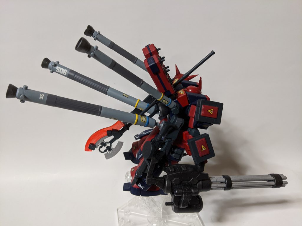 この時点で記録のすべてが焼失、火星独立ジオン軍の兵士は全員の死亡が確認された。この事件が表沙汰になった理由は逃亡したザクF2000がその過程で巡回中であったグスタフカールの部隊を障害物を払うかのように壊滅、一人を残して全滅した。