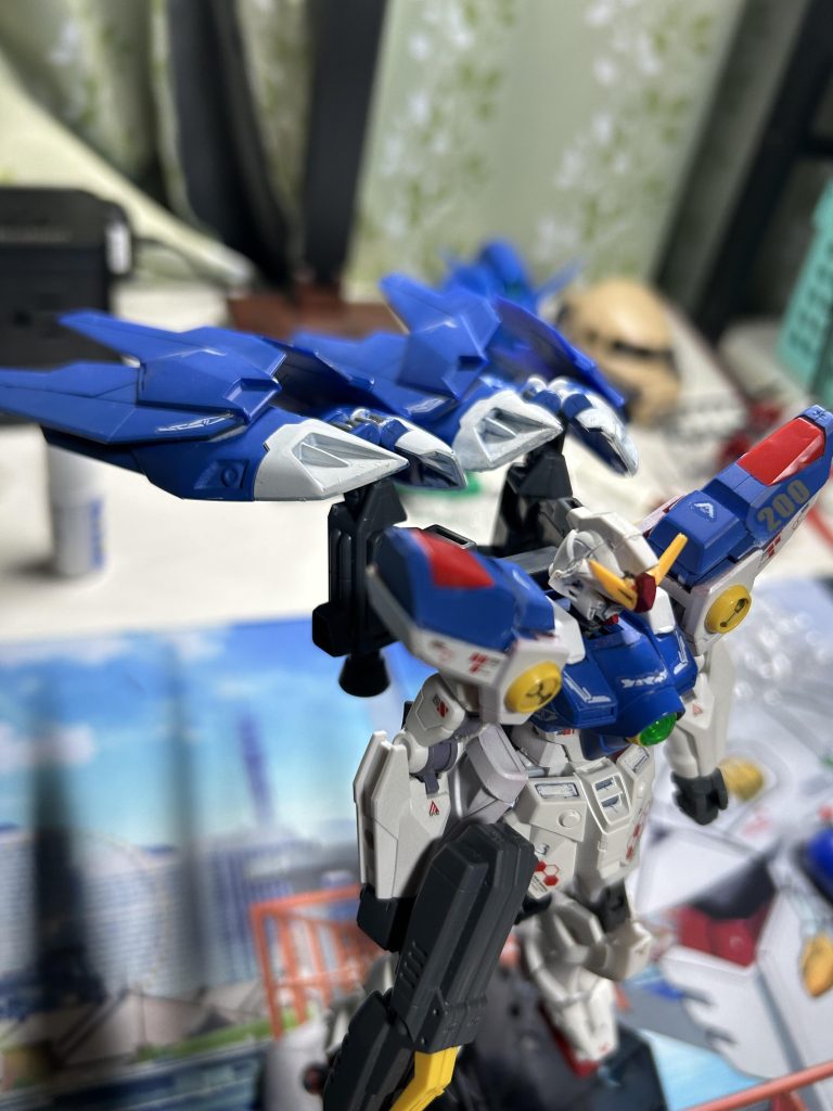 ウイングは、ウイングゼロのやつに3mm穴開けてフリーダムのウイングを接着。ちな、これは高機動モードです!(gundam-kao7)