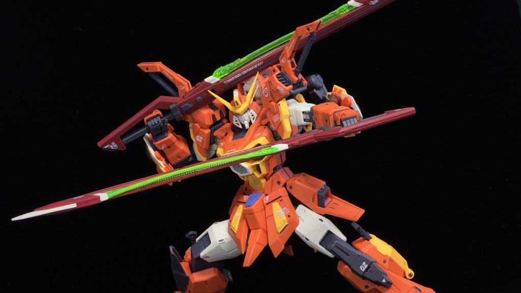 シュベルトゲベールのビームエフェクトパーツは自分のものだとキッチリ嵌らず、画像のようにたわみが出来てしまってるのが残念でした...