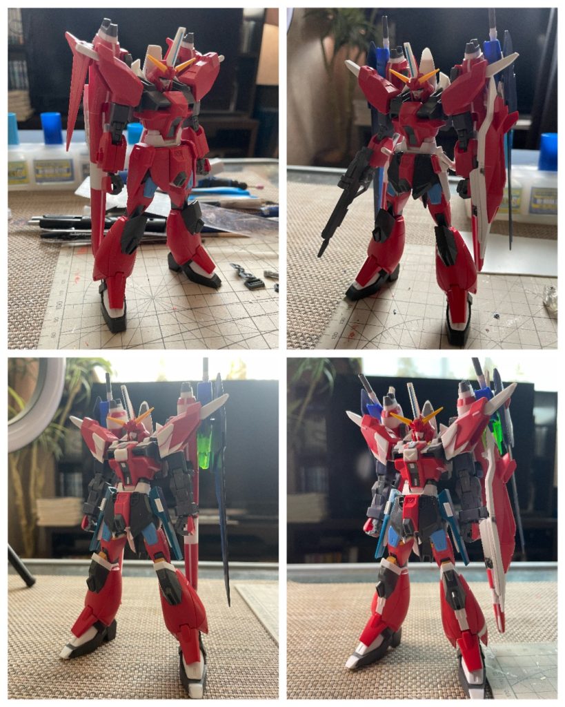 改造の流れ。アムフォルタスの形状を1番改造しました。スタイルは1/100を参考にしました。フェイスはAGE2を使用。腕部はGサイフォスに丸っと入れ替え。そのほかプラ板で延長や形状変更しています。進捗も見てもらえると嬉しいです。