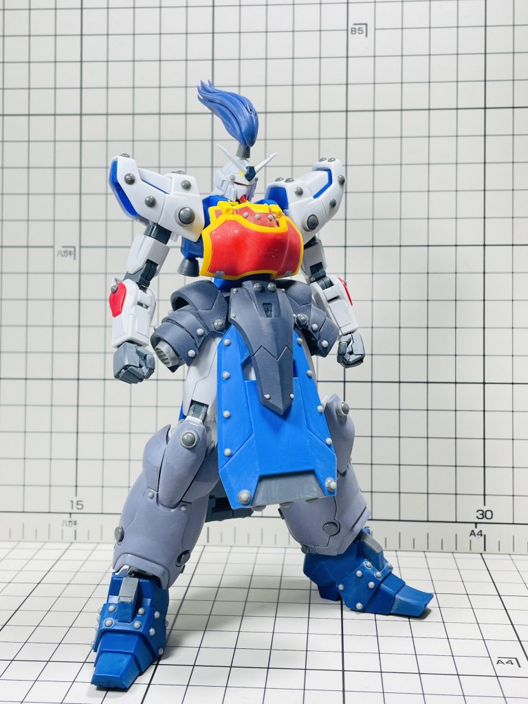 頭部・ボディ▶︎HGACシェンロン頭髪▶︎30MSオプションヘアパーツ肩・腹部防具▶︎MGシェンロン腕部・フトモモ・ふくらはぎ▶︎HGBFビルドバーニング膝〜スネ・スカートアーマー▶︎HGBFエルドラブルートフロントスカート▶︎MGダブルオーライザー足▶︎HGBFギャンスロット