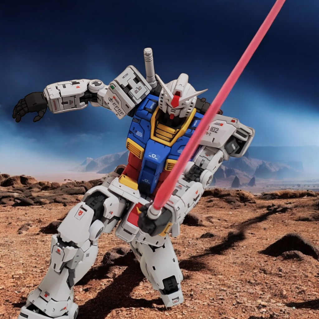 第1話風にポージングこれがNo.1のガンダムなら腰部アーマーがポロリしまくってますが確かに外れない!素晴らしい!脚部もMSジョイントの破損を気にせず動かせる!素晴らしい!No.1発売当時、組み立て途中でフレームが破損して(2回連続)、RGへのトラウマを植えつけたRX-78-2をVer2.0でリベンジできた気がします。入手後頭部改修に時間を取られ、製作中に「?どゆこと?」となる部分に手間取りましたが今は完成させる事ができた達成感でいっぱいです。「オヤジが夢中になるわけだセット(武器セット)」は2次受注分を予約できたので到着はまだ先になりますね。あとは同じくポロリの権化(笑)ザクのVer.2.0化もあると信じて待ちたいです😄