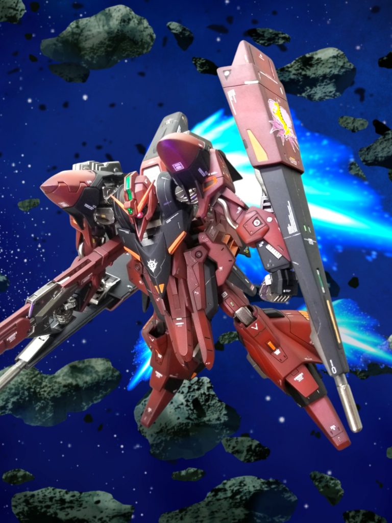 最後はいつもどおり画像加工による出撃シーンにて🎵あ、ギャプランといえばモビルアーマーへの変形ありきでしょうが、ヘッドパーツを改造した為今回はオミットしました💦ま、気が向いたらパーツ依頼してヘッドパーツごと替えてモビルアーマーにしてみたいと思います👍…塗装剥げが怖いけど😅最後まで閲覧、おつきあい頂きありがとーございます🎵何でも結構ですのでコメント頂けると飛んで喜びますっ😁追伸:今年のGBWC、このフライルーで参加したいと思います👍目指せ一次突破~‼️