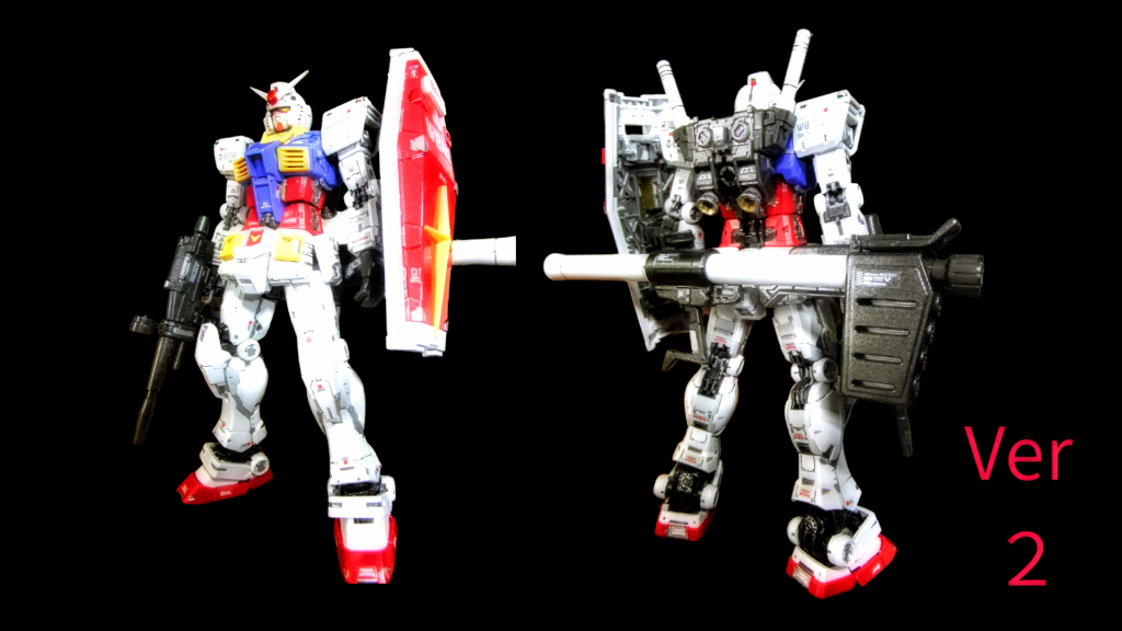 オ・マ・ケで新規撮影で自分が所有するガンダムVer違い比較画像となりマス😁先ず最初はＲＧガンダムVer２となりマス😁