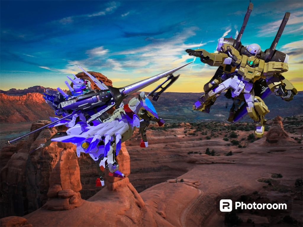 アナウンサー「おぉーっと、ついにキングオブハートの必殺技が繰り出されました!一方、エアリアルのシェルユニットからも虹色の光が溢れています!これは隠されたシステムが発動したのか、パーメットスコアは8を超えているようです!どうやら両者、次の一撃に全てをぶつける模様です。はたして、勝負のゆくえは〜!?」 次回「ペガサスナイト大勝利!さらば師匠 西方無敗 黄昏に死す」へ、レディ〜・ゴー‼️