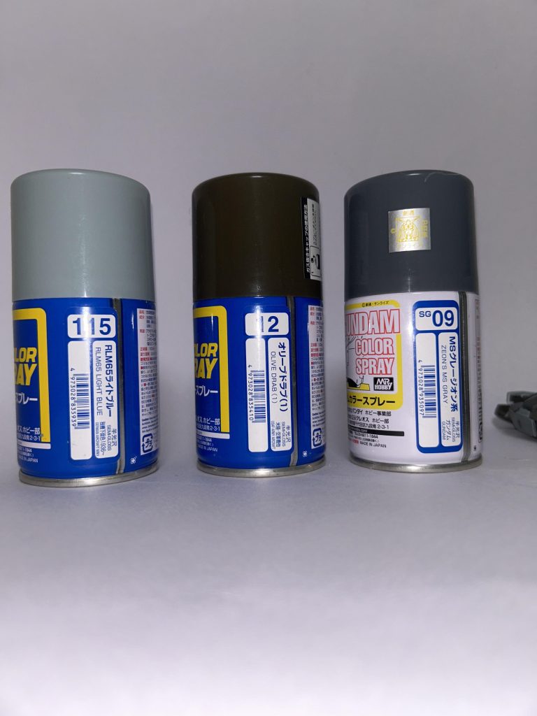 使用塗料RLM65ライトブルー:メイン装甲部オリーブドラブ(1):元々青かった部分MSグレージオン系:胴体部の青部分に使用(フレーム部)