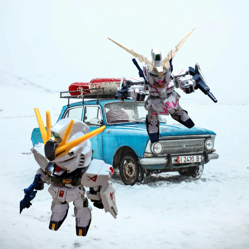 ニューガンダム＆ユニコーンユニコーンは武器屋を営んでおり、武装を1から作ることもある。サイコフレームも自分で作った。ニューガンダムは僕のチャンネルで扱いの悪いキャラクター