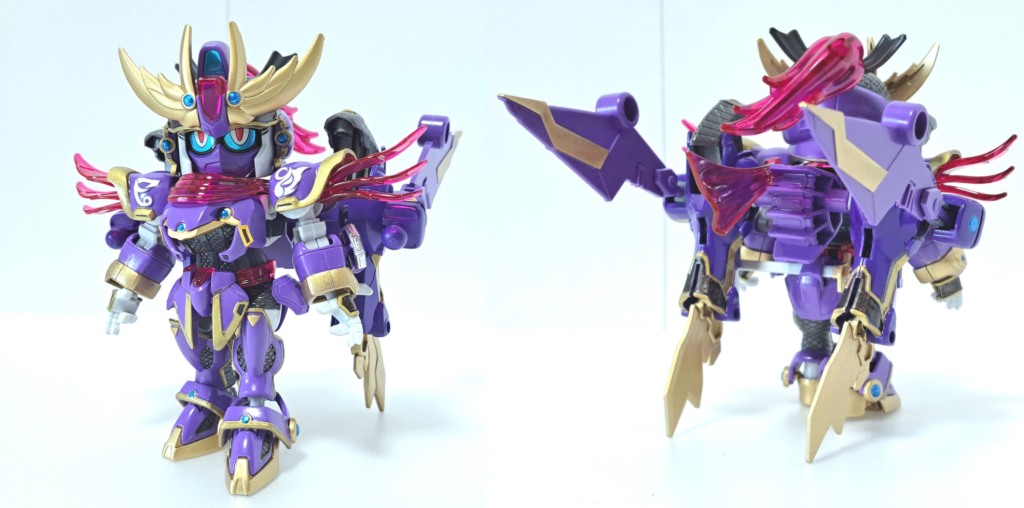 彩・代・華・導 (サイ・ダイ・カ・ドウ)F91の最大稼働状態をアレンジした全力システム。機体性能を全開放し、その際に両肩から放熱用ビームストールが展開、頭部には排気効率の高いフェイスフードを装着し、新たに追加された背部ブースターと大苦無はくの字に展開、通常状態のクノイチモードから戦闘用のシノビモードへと変化する。