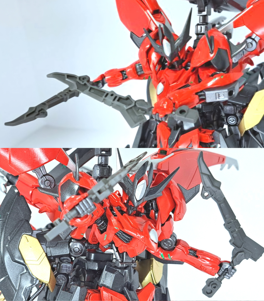 ツインブレードバルバタウロスの頭部アンテナの形状を模した二本一対の剣。二刀流で使用するだけでなく、ハンドガンモードに変形し二挺拳銃のように使用する事も可能。