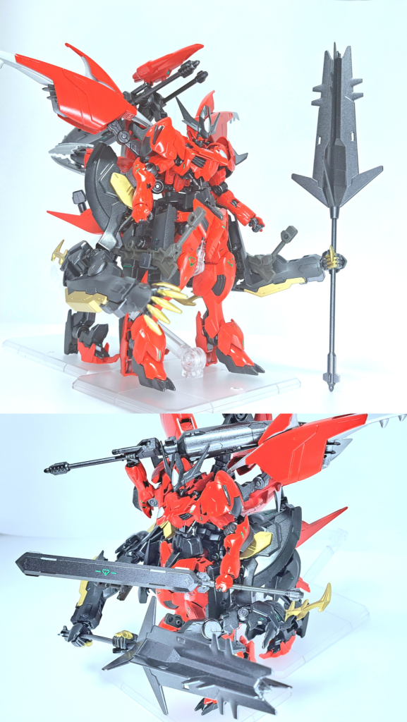 超大型メイスルプスレクスの超大型メイス。バルバトスが装備していたメイスをそのまま大型化したような外見。柄は間合いに合わせて伸縮自在で、先端と柄の底部にはパイルバンカーが装備されている。